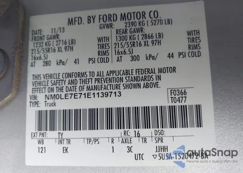 2014 Ford Transit Connect Xl from USA, damaged, VIN NM0LE7E71E1139713